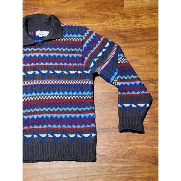 Vintage‎ DS Duke Fair Isle Style Collared Sweater Size M - Picture 2 of 6